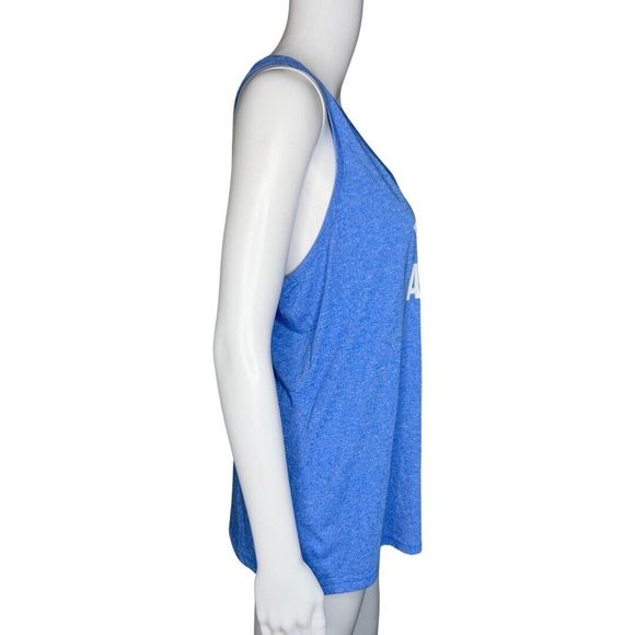 Under Armour Shirt Womens Medium Blue White Threadborne Tank‎ Workout Athleisure - Picture 2 of 8